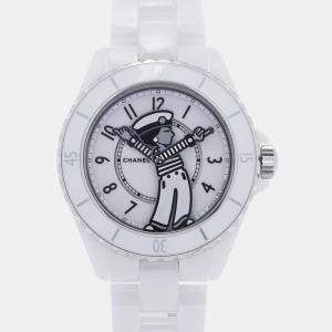 Chanel White Stainless Steel Ceramic J12 H7481 Men's Wristwatch 38 mm
