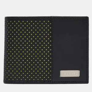 Chopard Black/Yellow Perforated Leather Bifold Wallet