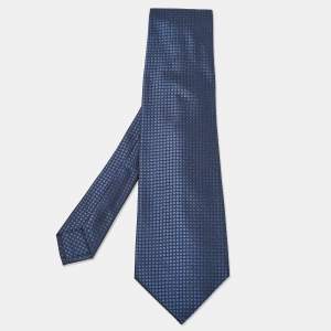 Chopard Dark Blue Patterned Silk Traditional Tie