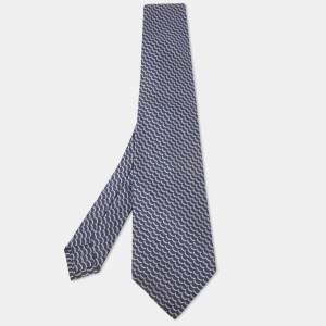Chopard Navy Blue Jacquard Pattern Silk Traditional Tie