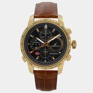 Chopard Black 18k Yellow Gold Mille Miglia 16/1261 Automatic Men's Wristwatch 44 mm