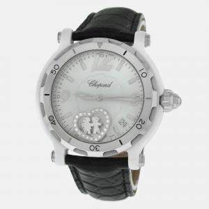 Pre Owned Chopard Happy Sport Valentines 8507 Quartz White Stainless Steel Men's Wristwatch 38mm