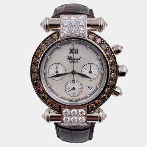Pre Owned Chopard Imperiale 1215/3168-52 Quartz Chocolate Mother of Pearl Diamond 18K White Gold Unisex Wristwatch 37 mm