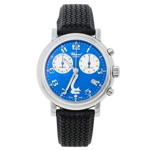 Chopard Blue Stainless Steel Rubber Godolphin Mille Miglia 8271 Men's Wristwatch 39 mm