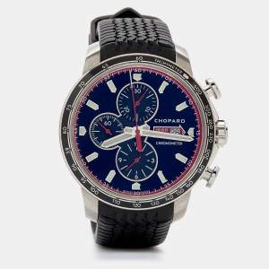 Chopard Black Stainless Steel Rubber Mille Miglia GTS Chronograph 8571 Men's Wristwatch 44 mm
