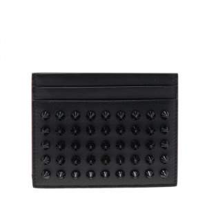 Christian Louboutin Black Leather Kios Spiked Card Holder