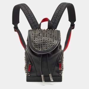 Christian Louboutin Black/Red Leather and Rubber Small Explorafunk Backpack