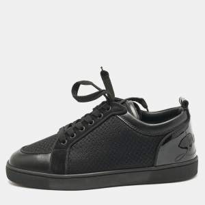 Christian Louboutin Black Leather and Mesh Fun Rantulow Sneakers Size 40.5