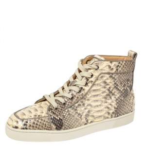 Christian Louboutin Beige Python Leather Rantus Orlato High Top Sneakers Size 44.5