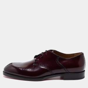 Pre Owned Christian Louboutin Burgundy Leather A Mon Homme Derby Size 43