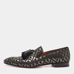Christian Louboutin Black Fabric Dandelion Tassel Loafers Size 44