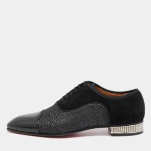 Christian Louboutin Black Leather and Fabric Daviol Derby Size 43