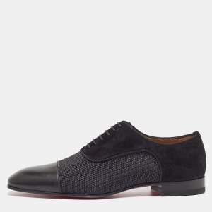 Christian Louboutin Black Leather and Suede Greggo Lace Up Oxford Size 40