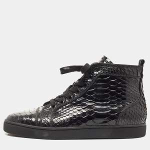 Christian Louboutin Black Python Louis Orlato Sneakers Size 43
