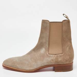 Christian Louboutin Grey Suede Chelsea Boots Size 44