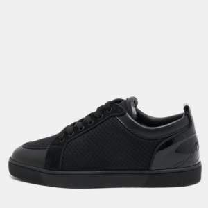 Christian Louboutin Black Patent and Leather Low Top Sneakers Size 42.5