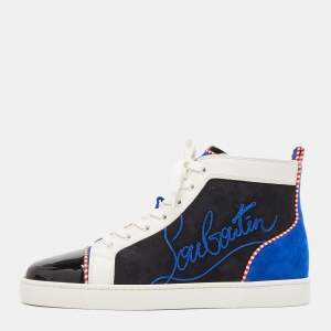 Christian Louboutin Multicolor Suede and Leather Louis High Top Sneakers Size 42
