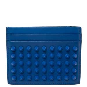 Christian Louboutin Blue Leather Studded Kios Card Holder