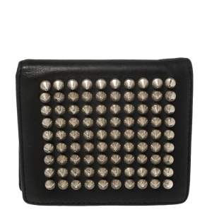 Christian Louboutin Black Leather Clipsos Studded Bifold Wallet