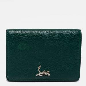 Christian Louboutin Green/Red Leather Flap Card Case