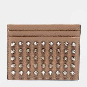 Christian Louboutin Beige Leather Spiked Card Holder