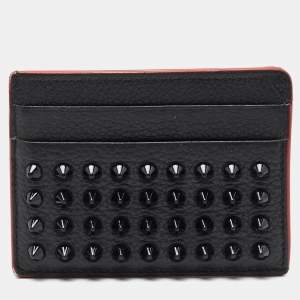 Christian Louboutin Black Leather Studded Kios Card Holder