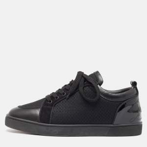 Christian Louboutin Black Leather and Mesh Fun Rantulow Sneakers Size 45