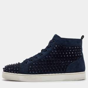 Christian Louboutin Dark Blue Suede Louis Spikes Sneakers Size 42.5