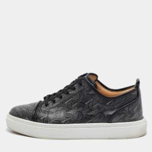 Christian Louboutin Black Leather and Canvas  Adolon Sneakers Size 45
