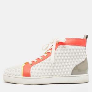 Christian Louboutin Multicolor Leather Louis Spikes High Top Sneakers Size 40