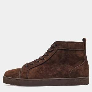  Christian Louboutin Brown Suede Louis Orlato High Sneakers Size 45