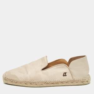 Christian Louboutin Beige Camouflage Canvas and Leather Espadon Espadrilles Size 42