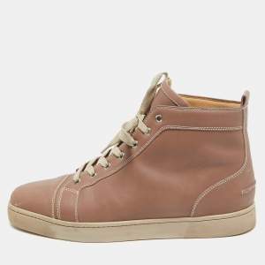 Christian Louboutin Beige Leather Louis High Top Sneakers Size 45