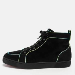 Christian Louboutin Black Suede Rantulow Orlato High Top Sneakers Size 46