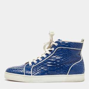 Christian Louboutin Blue Python Rantus Orlato High Top Sneakers Size 42.5