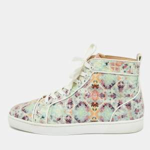 Christian Louboutin Multicolor Snakeskin Leather Louis High Top Sneakers Size 43