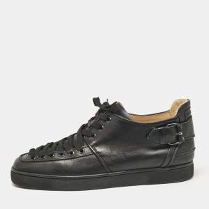 Christian Louboutin Black Leather Alfe Lace Up Sneakers Size 42