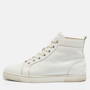 Christian Louboutin White Leather Louis High Top Sneakers Size 44