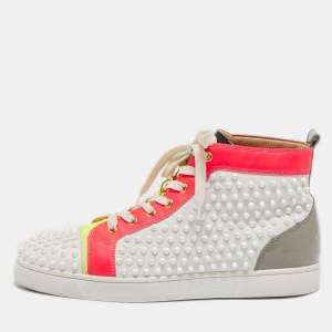 Christian Louboutin Multicolor Leather Louis Spikes High Top Sneakers Size 43.5