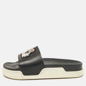 Christian Louboutin Black Leather Beau Pool Slide Sandals Size 41.5