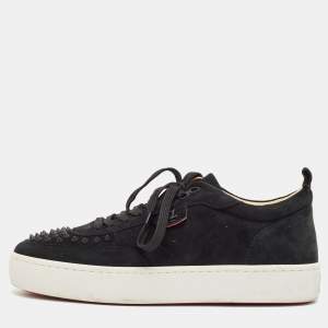 Christian Louboutin Black Suede Happyrui Spikes Sneakers Size 45