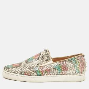 Christian Louboutin Multicolor Python Spike Pik Boat Sneakers Size 43