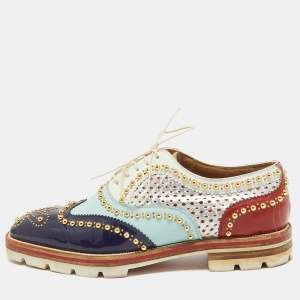 Christian Louboutin Multicolor Leather and Patent Leather Brogues Size 41