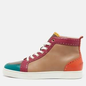 Christian Louboutin Multicolor Brogue Leather Fleuri Sneakers Size 43