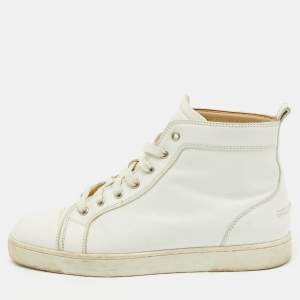 Christian Louboutin White Leather Louis High Top Sneakers Size 43