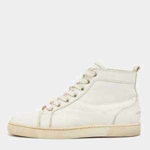 Christian Louboutin White Leather Louis High Top Sneakers Size 41