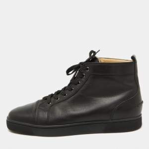 Christian Louboutin Black Leather Louis High Top Sneakers Size 44.5