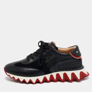 Christian Louboutin Black Suede Loubishark Lace Up Sneakers Size 40