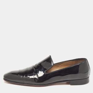 Christian Louboutin Black Patent Leather Dandelion Smoking Slippers Size 43
