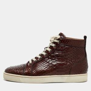 Christian Louboutin Brown Python Louis High Top Sneakers Size 43.5